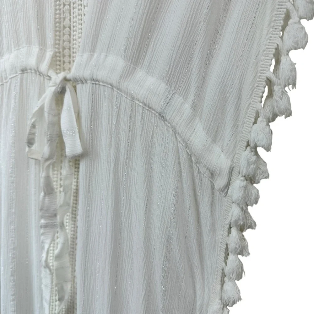 Blue Island Summer Sleeveless Swim Dress Coverup, White, Medium